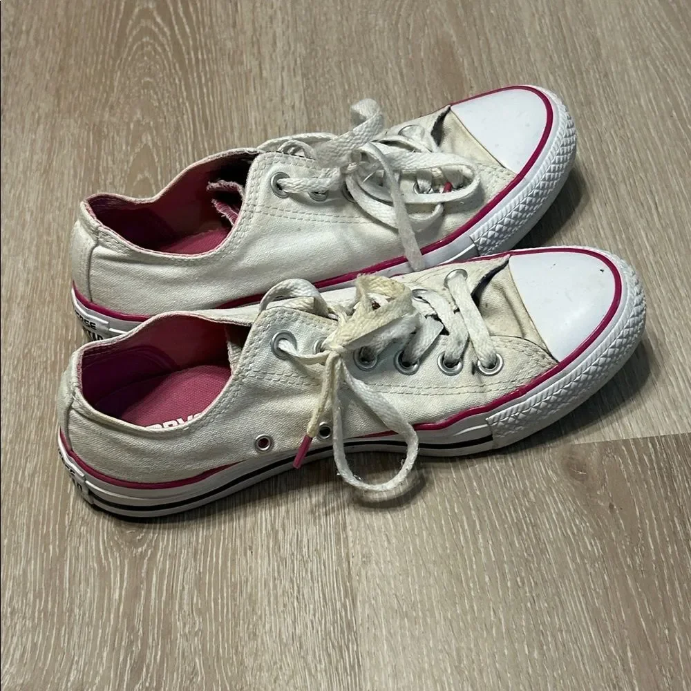 Converse Chuck Taylor All Star Double Tongue Pink Accent Low Top Sneakers Sz 8